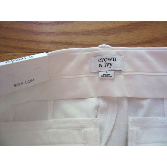 Crown & Ivy White Cotton Crop Pants Size 6 - Picture 3 of 6